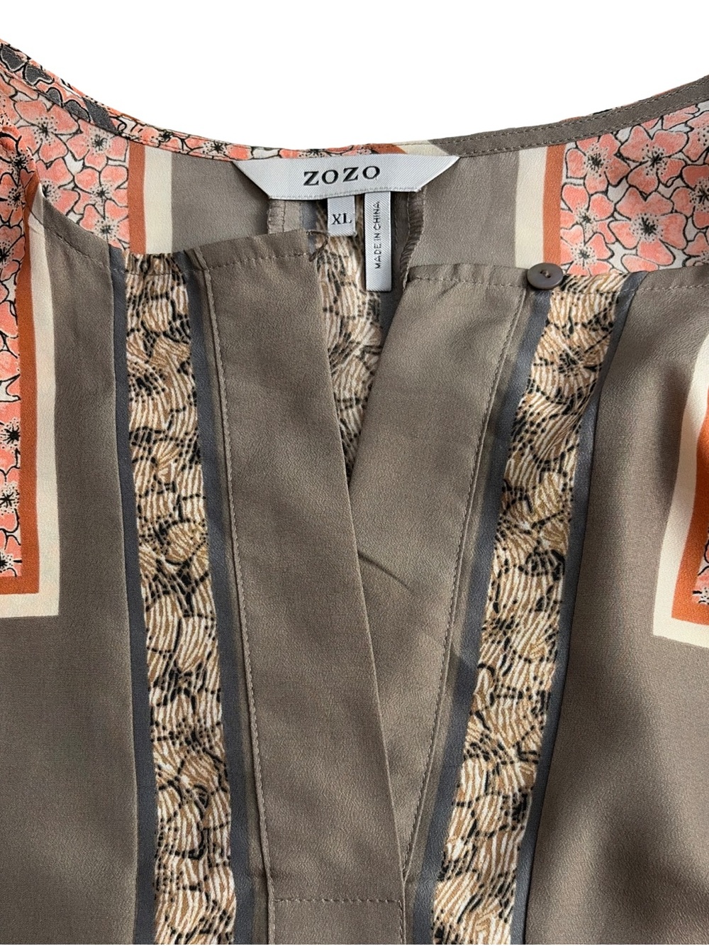 Zo Zo Pink Taupe Scarf-Print Short Sleeve Tunic Dress - Picture 5 of 5